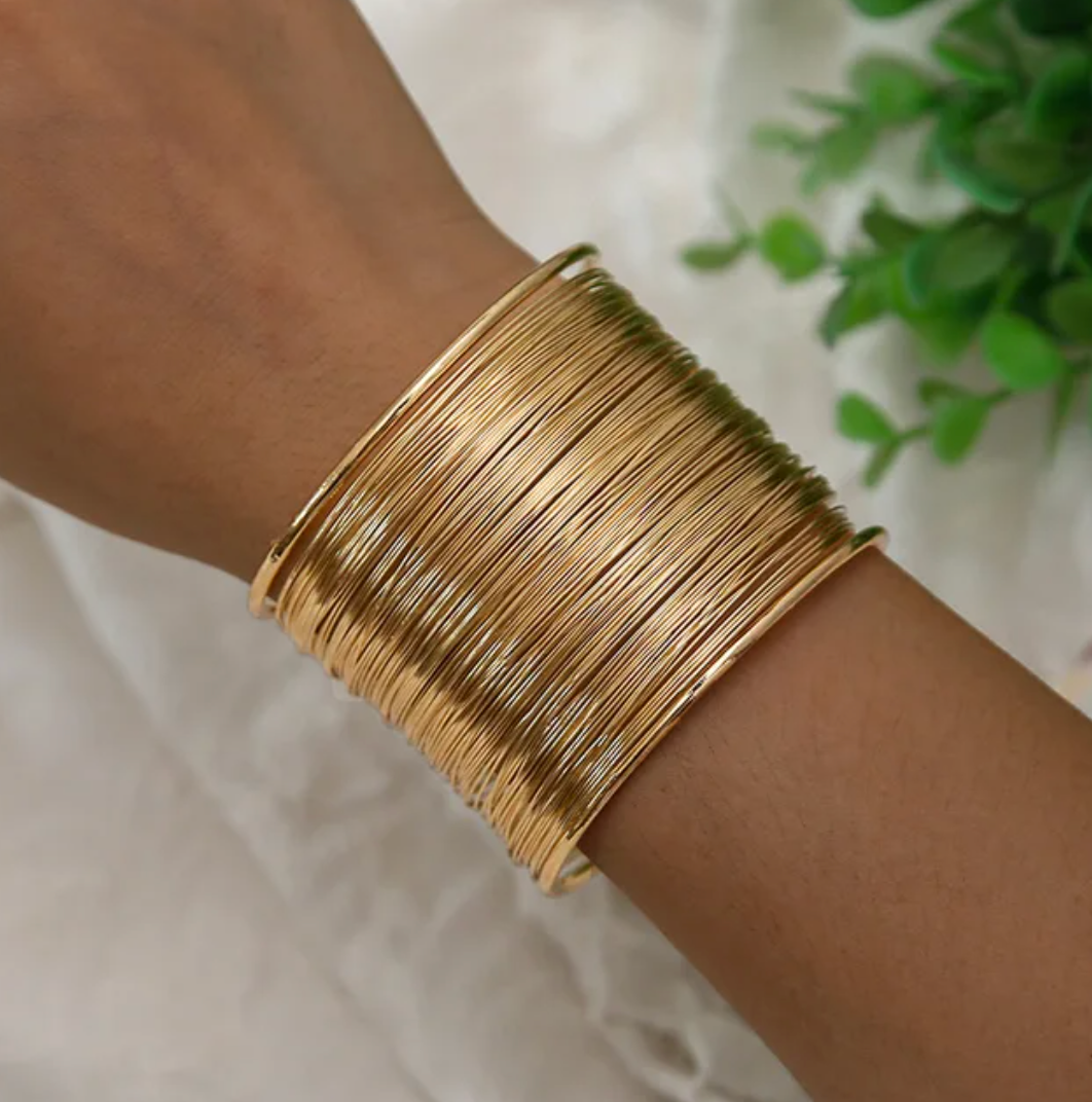 Gold-Plated Thick Mesh Bracelet