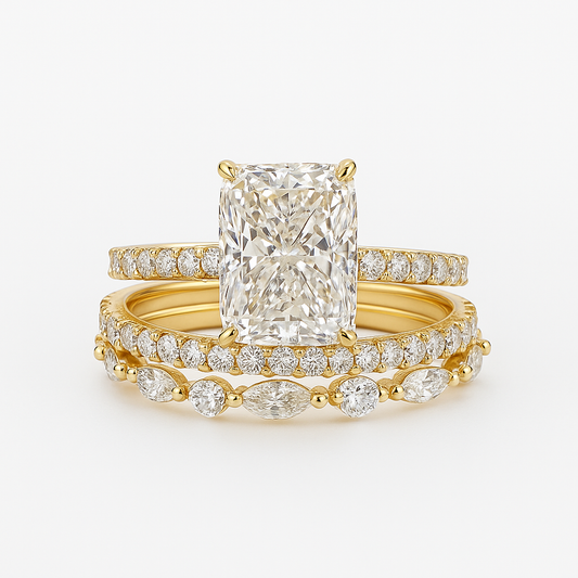 Jaily 3pc Wedding Ring Set | Gold-Tone