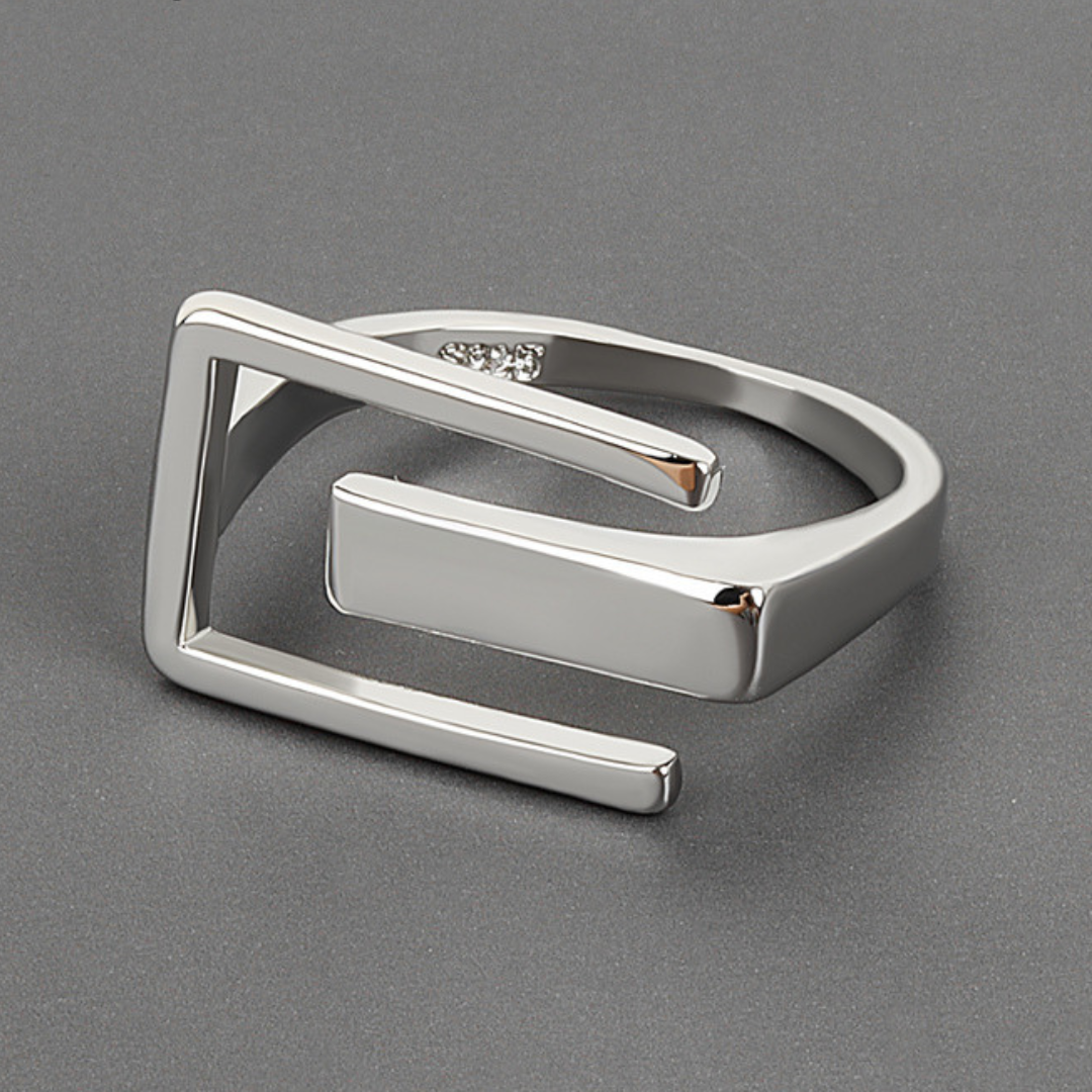 Adjustable modernist 925 silver ring