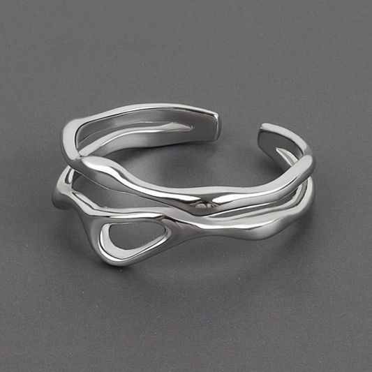 Adjustable 925 silver ring in tree branch shape