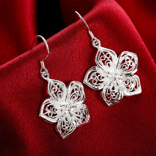 925 silver floral earrings
