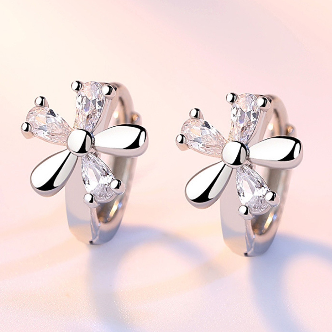 925 silver floral earrings with silver zirconias