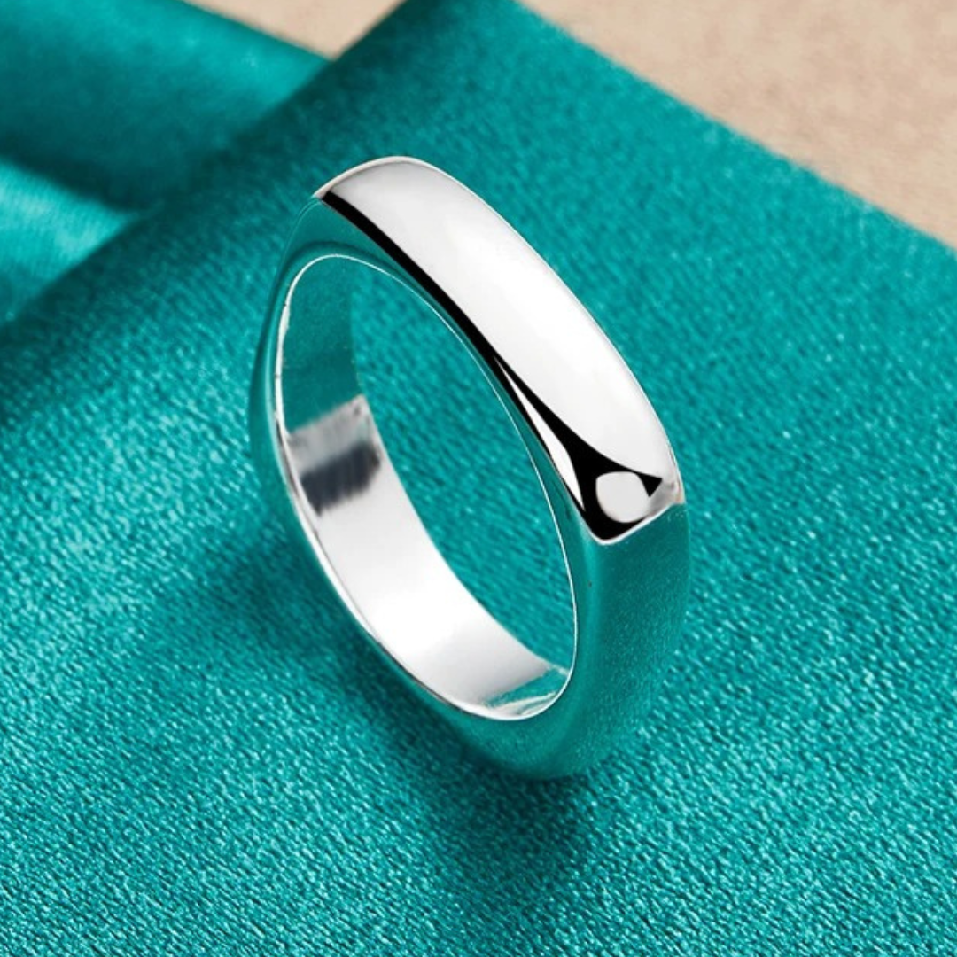 Simple adjustable square 925 silver ring