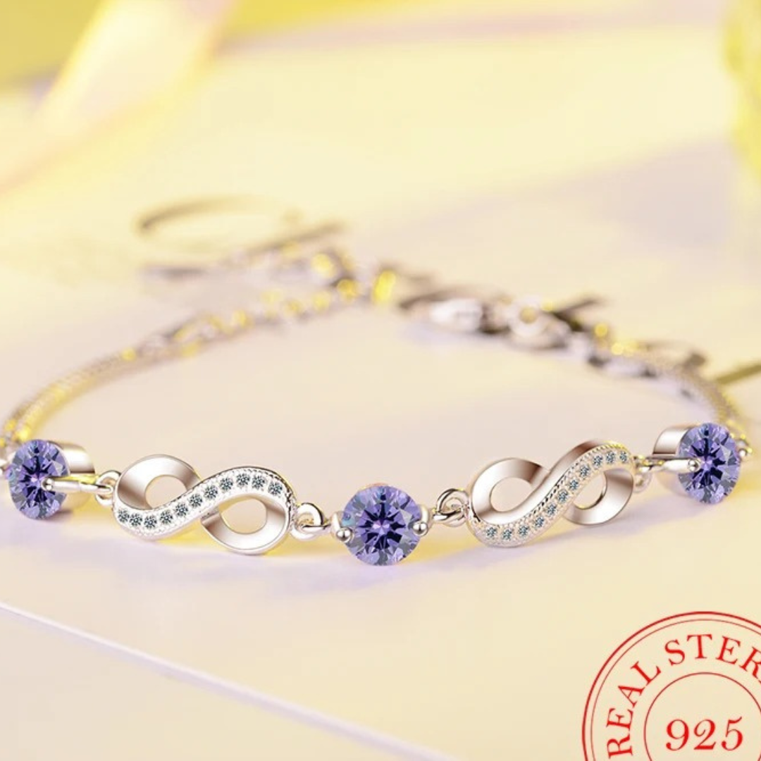 Fine 925 silver bracelet with colored zirconium stones