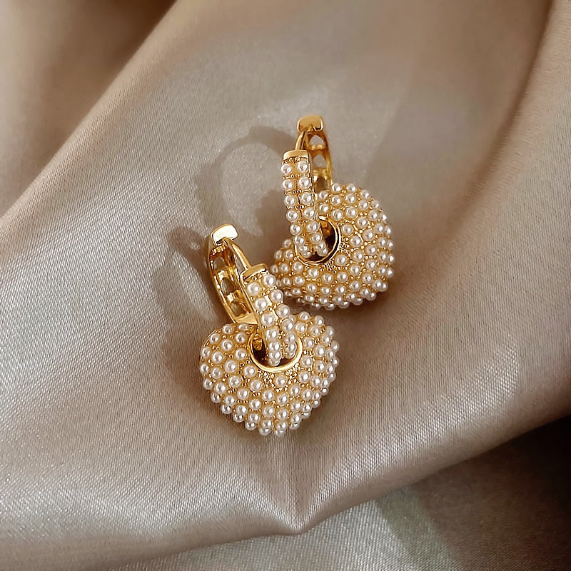 Gold-Tone Love Pearls Earrings