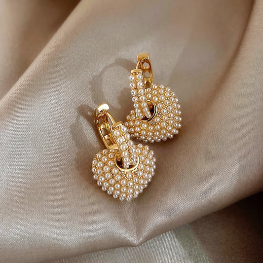 Gold-Tone Love Pearls Earrings
