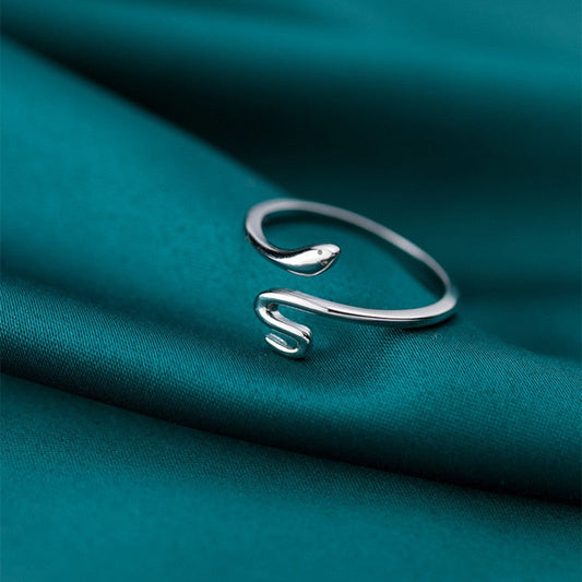 Adjustable 925 silver snake-shaped ring