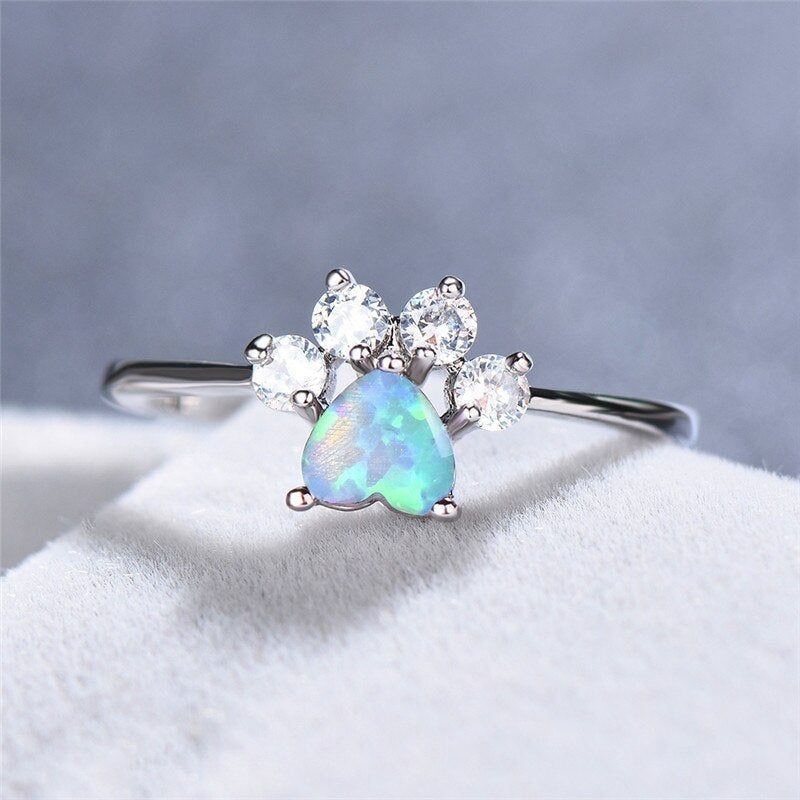 Opal and zirconite ring