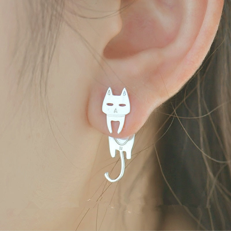 Special edition 925 silver cat-shaped earrings