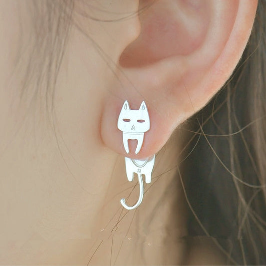 Special edition 925 silver cat-shaped earrings
