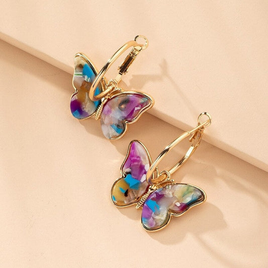 Crystal Butterfly Earrings with Enamel