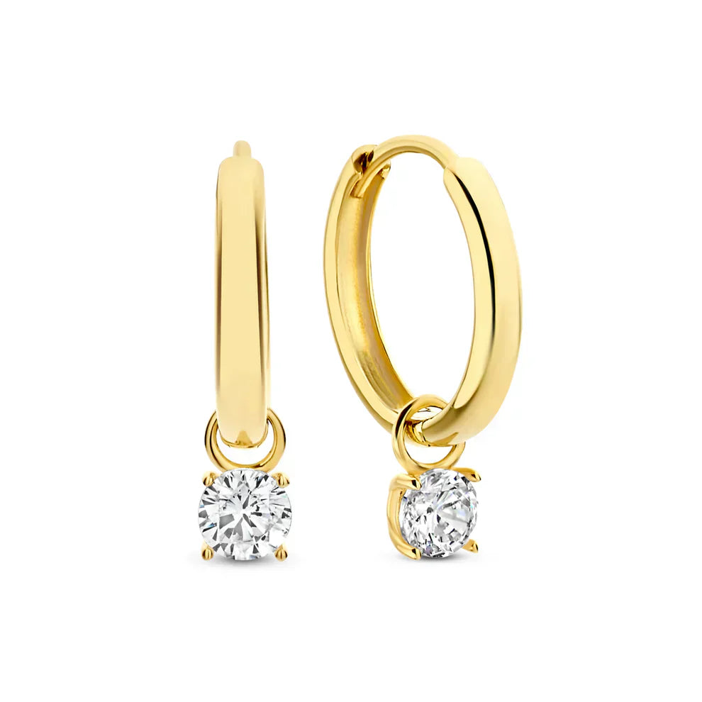 Larmes De Lune Stone Hoop Earrings | Gold-Tone