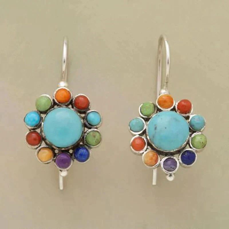 Round Multicolor Turquoise Earrings