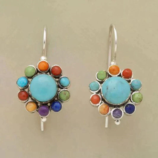 Round Multicolor Turquoise Earrings