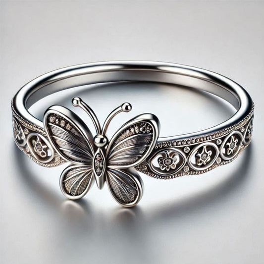 Exotic silver butterfly ring