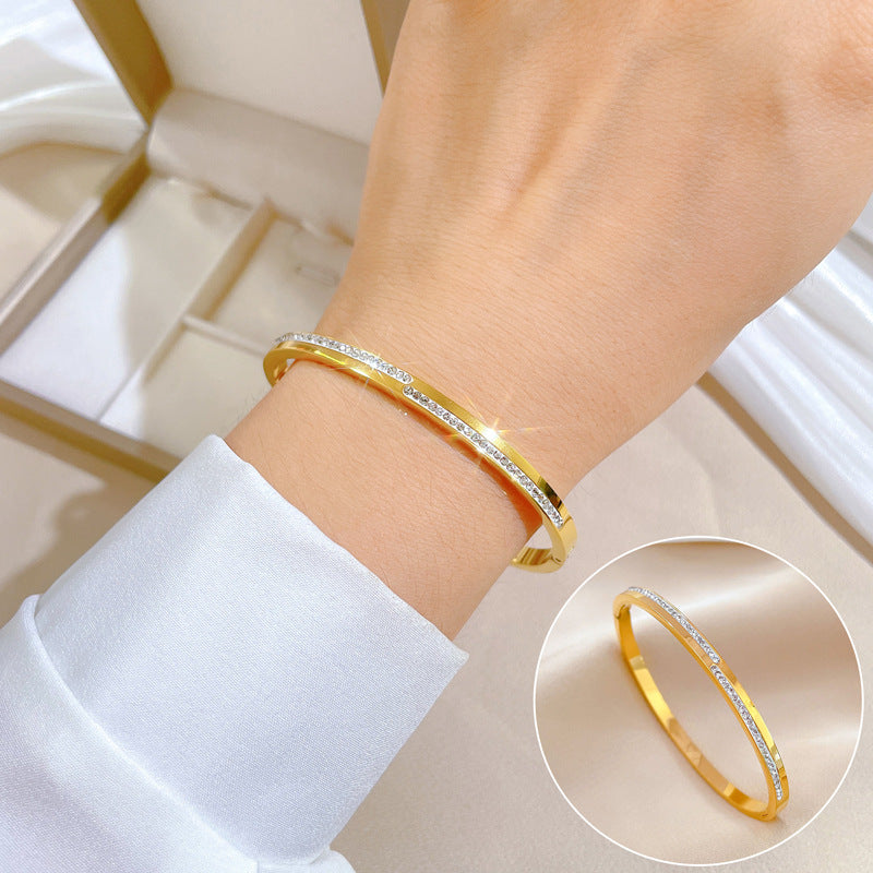 Aera Gold-Tone Crystal Rigid Bracelet