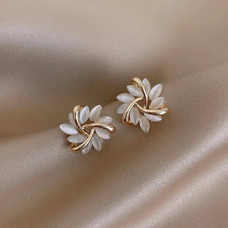 Elegant Gold-Tone and Silver Nut Earrings