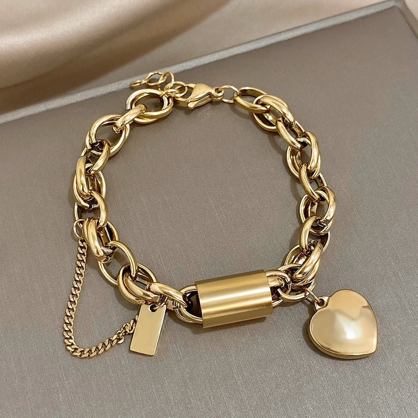 Heartened Thick Bracelet | Gold-Tone