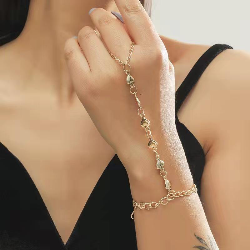Vivid Hearts finger chain bracelet