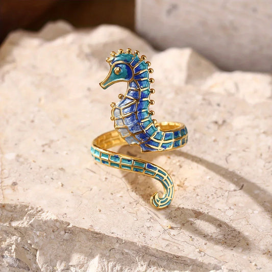 Adjustable Hippocampus Ring Bohemian Style