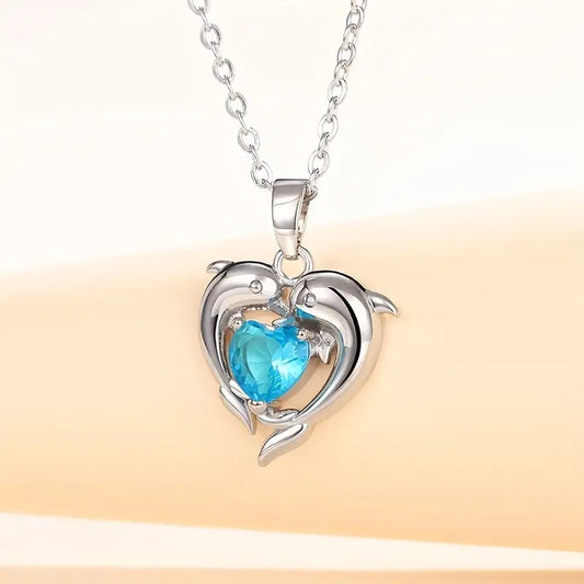 Oceanheart Twin Necklace | White Gold-Tone