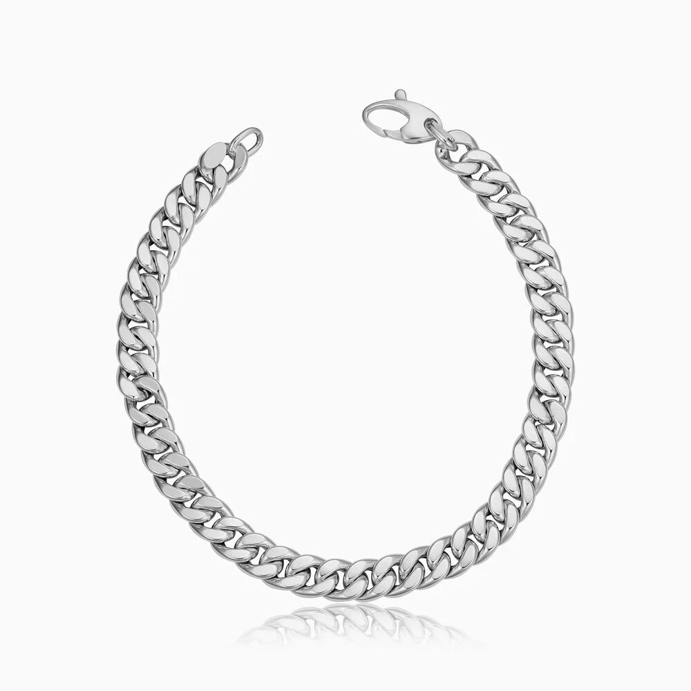 Estate Cuban Bracelet | White Gold-Tone