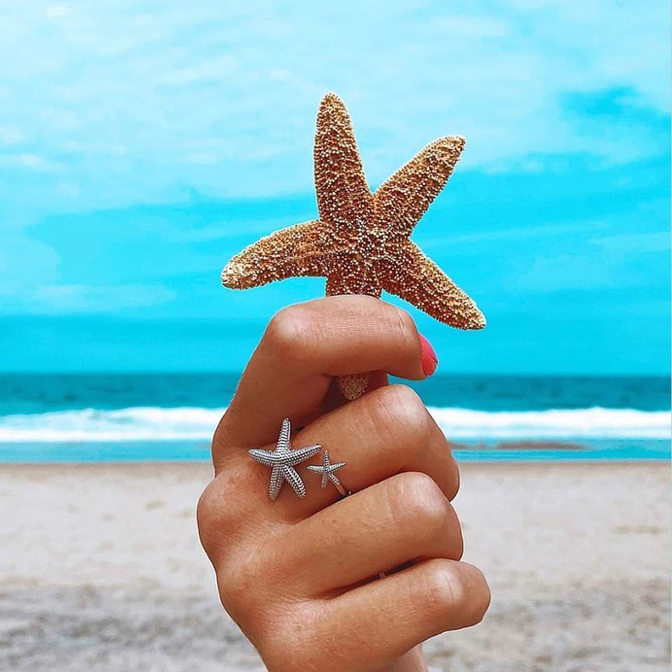 Adjustable Silver and Gold-Tone Starfish Ring