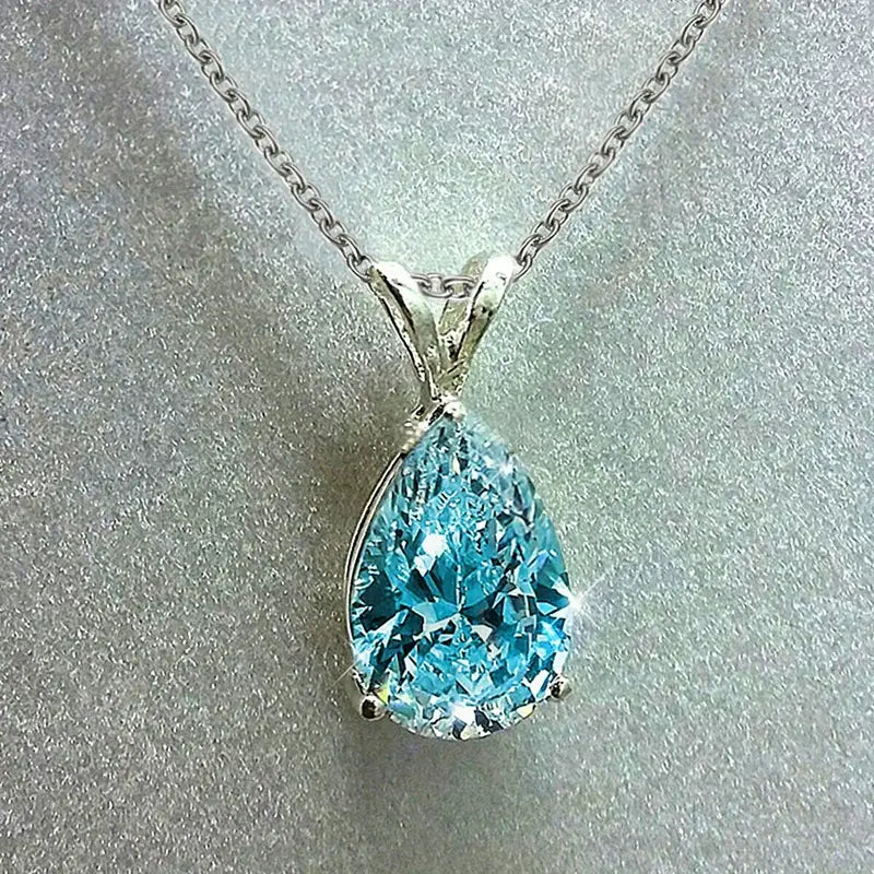Ocean Tear Necklace | White Gold-Tone