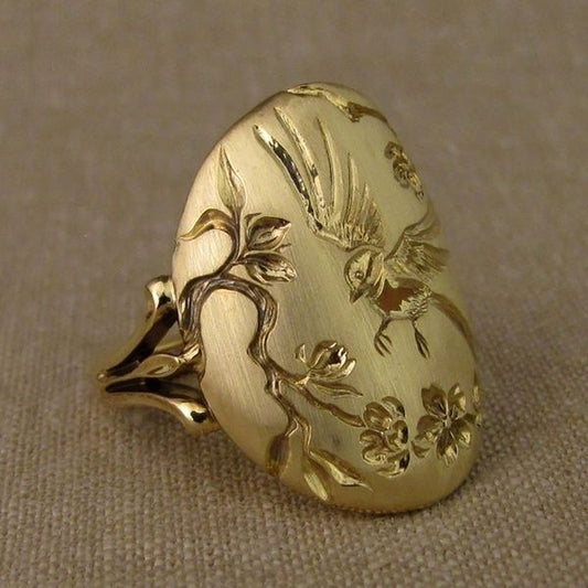 Vintage Natural Gold-Tone Ring