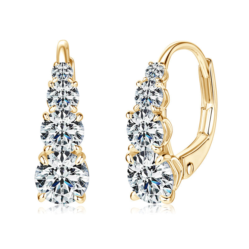 Carol Four Stone Earrings | Gold-Tone