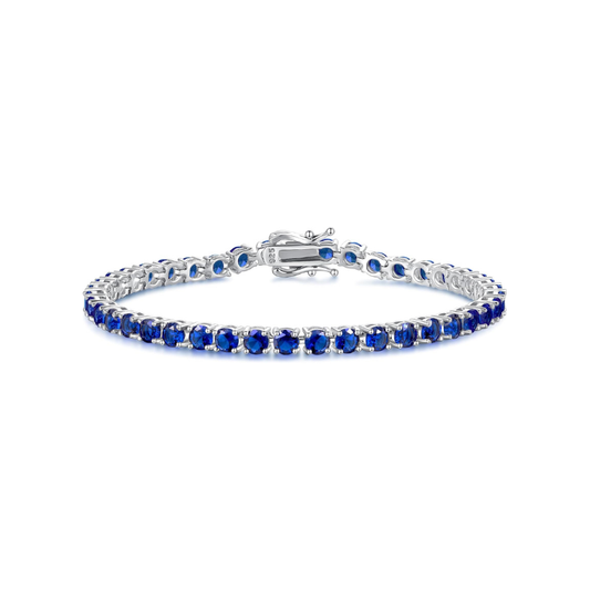 Sapphire Tennis Bracelet | White Gold-Tone