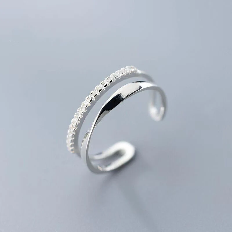 Adjustable Silver Zirconia Ring