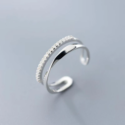 Adjustable Silver Zirconia Ring