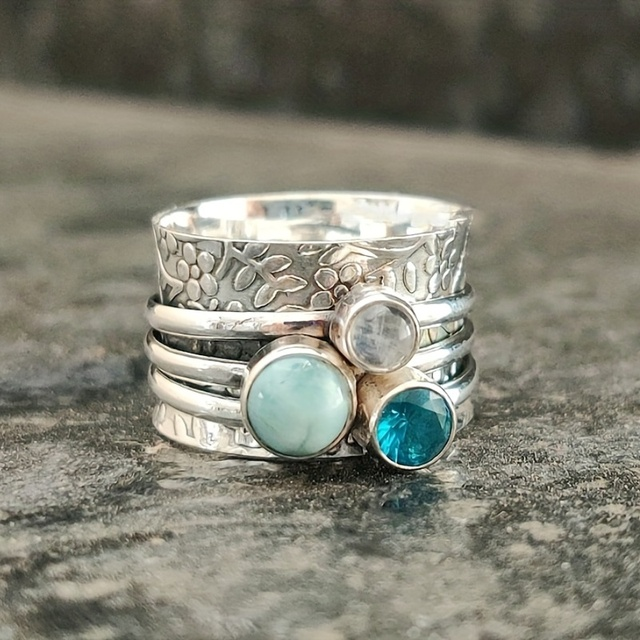 Vintage natural blue stone ring