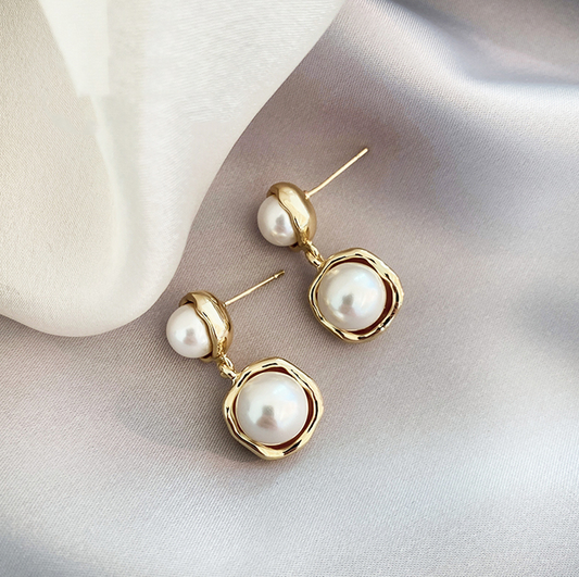 Gold-Tone Pearl Earrings