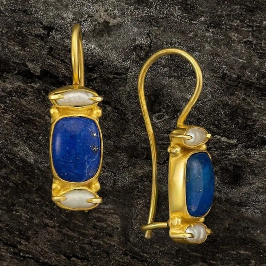 Vintage Blue and Gold-Tone Earrings