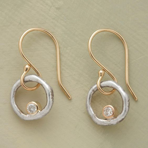 Vintage Gold-Tone and Silver Earrings with Zirconia