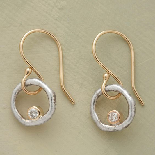 Vintage Gold-Tone and Silver Earrings with Zirconia