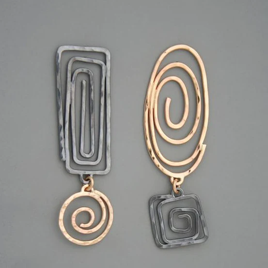 Vintage Gold-Tone and Silver Spiral Earrings