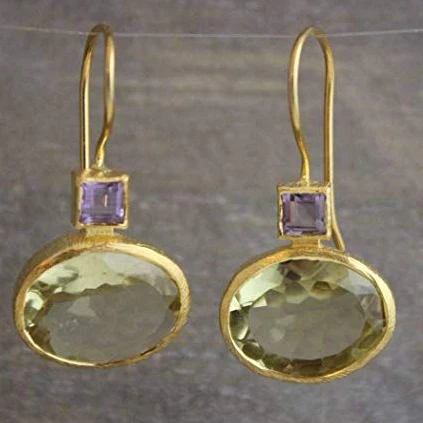 Vintage Gold-Tone Green Crystal Earrings