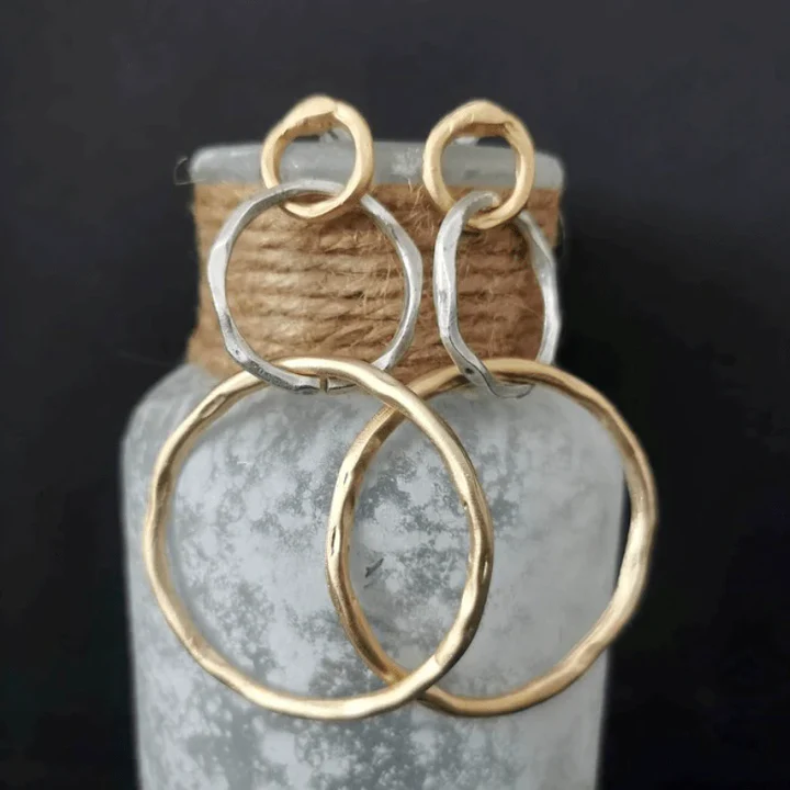 Vintage Gold-Tone and Silver Hoop Earrings