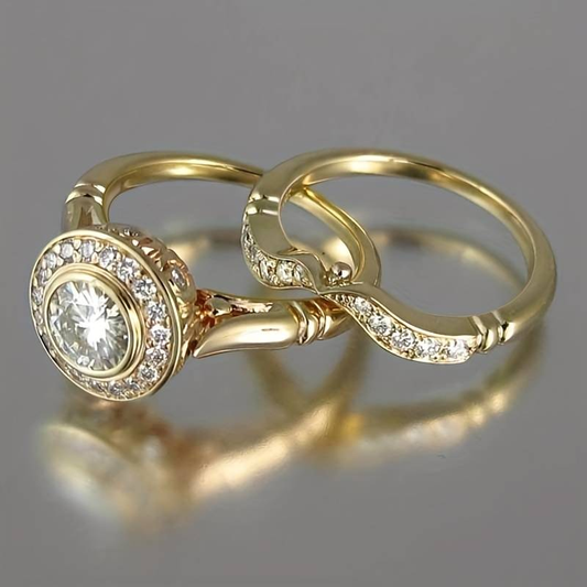 Gold-Tone and Zirconium Ring Set