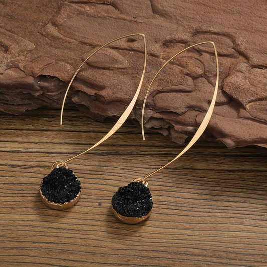 Vintage Gold-Tone and Black Earrings