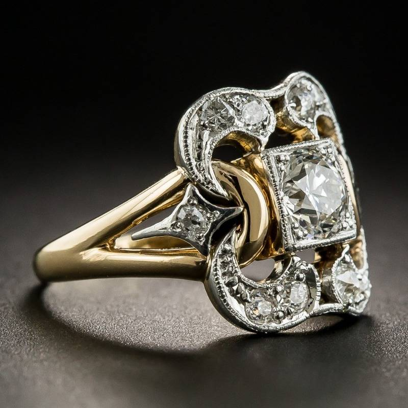 Vintage Gold-Tone Ring with Zirconia Accents
