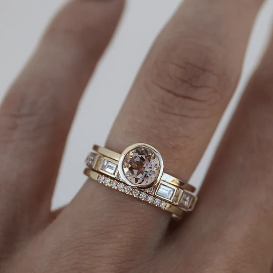 Vintage Gold-Tone Inlaid Crystal Ring