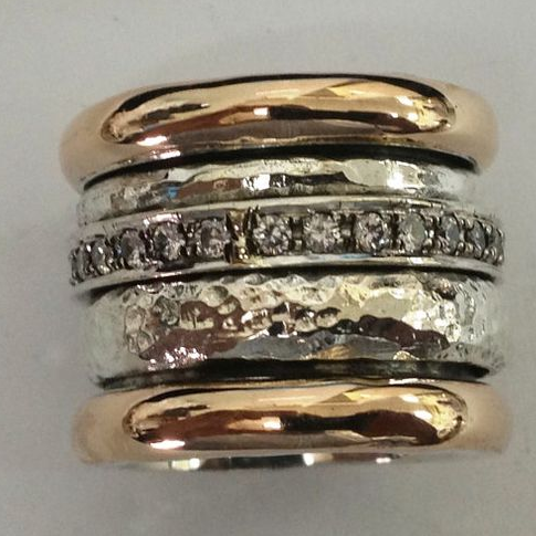 Thick Vintage Gold-Tone and Silver Ring