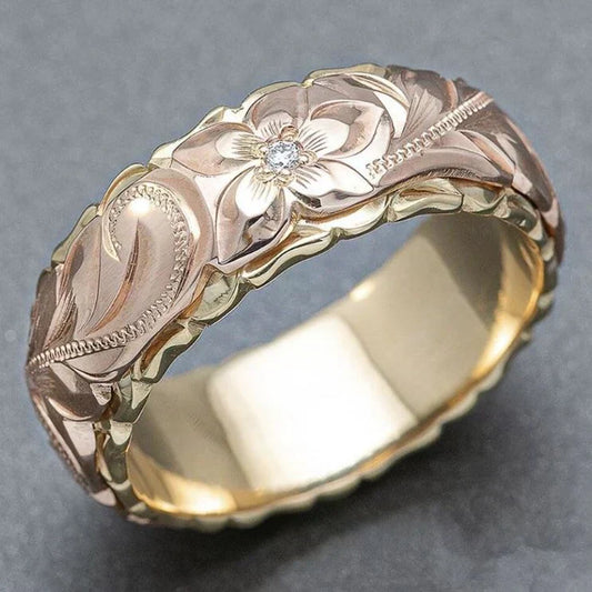 Vintage Gold-Tone Rose Flower Ring