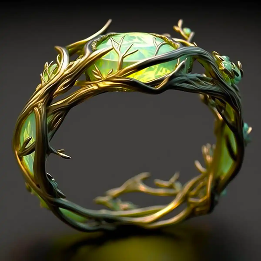 Natural green opal ring