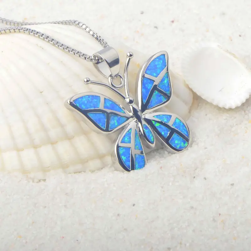 Opal butterfly necklace