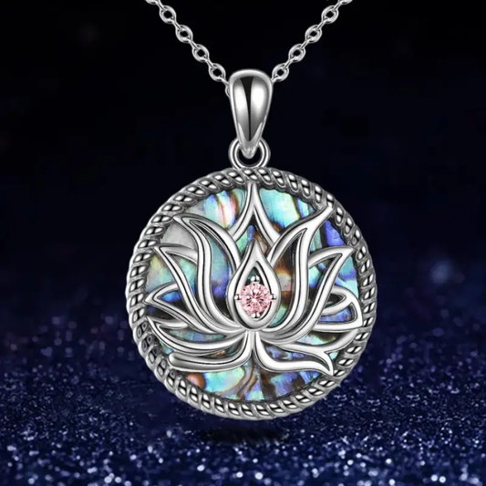 Colorful silver lotus necklace